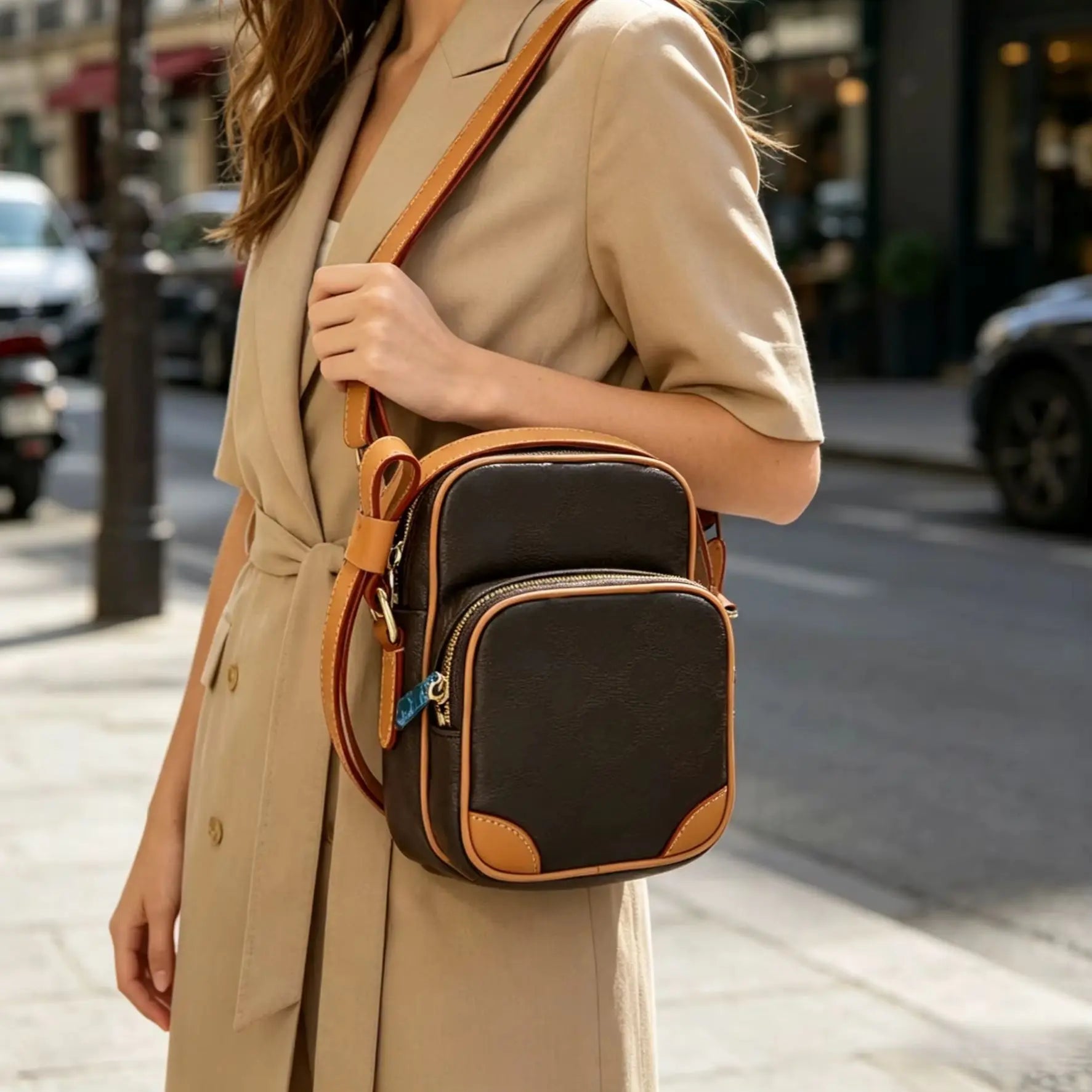 Sac Épaule Femme 3-en-1 – Bandoulière, Sac Caméra & Pochette