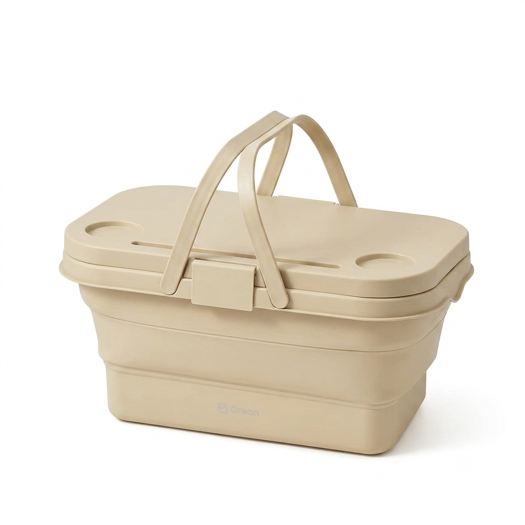 Panier Pique-Nique Pliable avec Couvercle – Grande Capacité