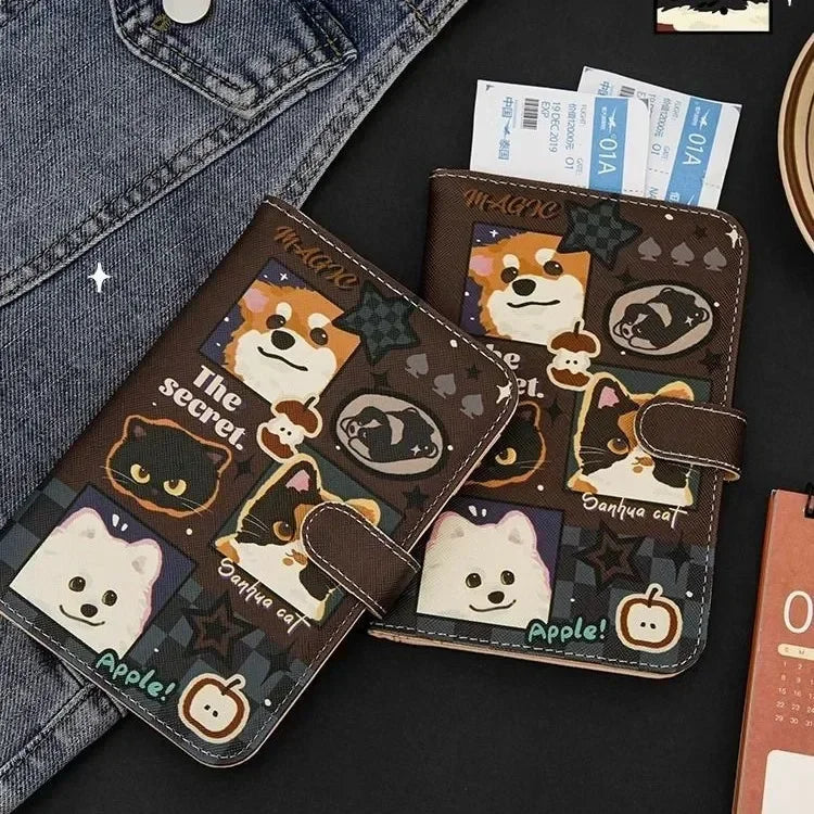 Cute Cartoon Passport Wallet Women's New Travel Portable Document Holder Card Holder with Protective Cover