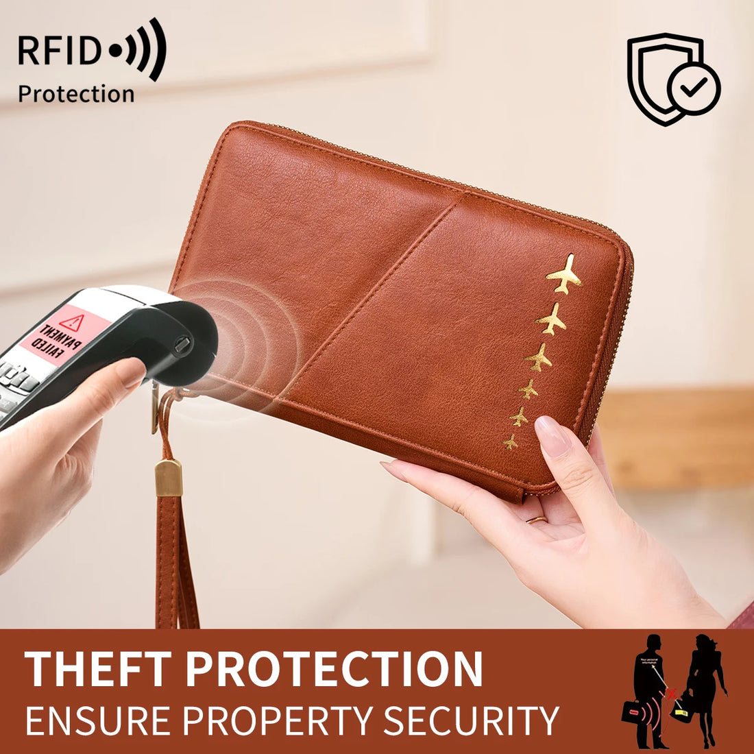 Porte-Passeport Famille Anti-RFID – Portefeuille Voyage Multifonction en Cuir PU