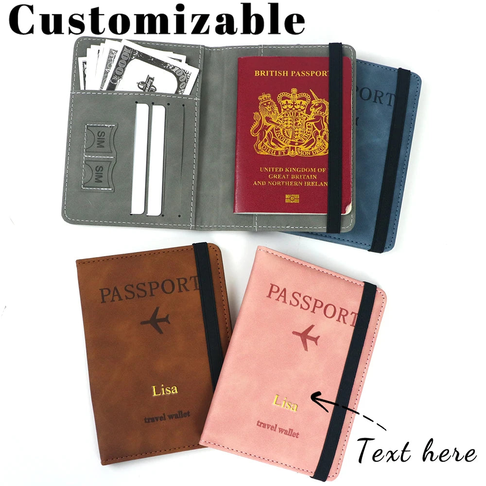 Porte-Passeport Personnalisé en Cuir PU – Pochette Anti-RFID avec Porte-Cartes & Prénom