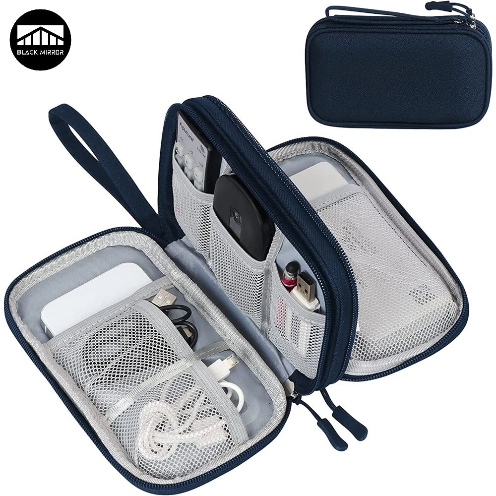 Organisateur de Voyage Électronique Double Couche – Pochette Imperméable pour Câbles & Accessoires