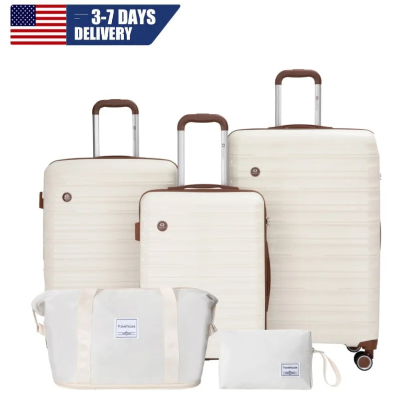 Set Valises 5 Pièces – Coque Rigide, Roues Spinner Double & Serrure TSA