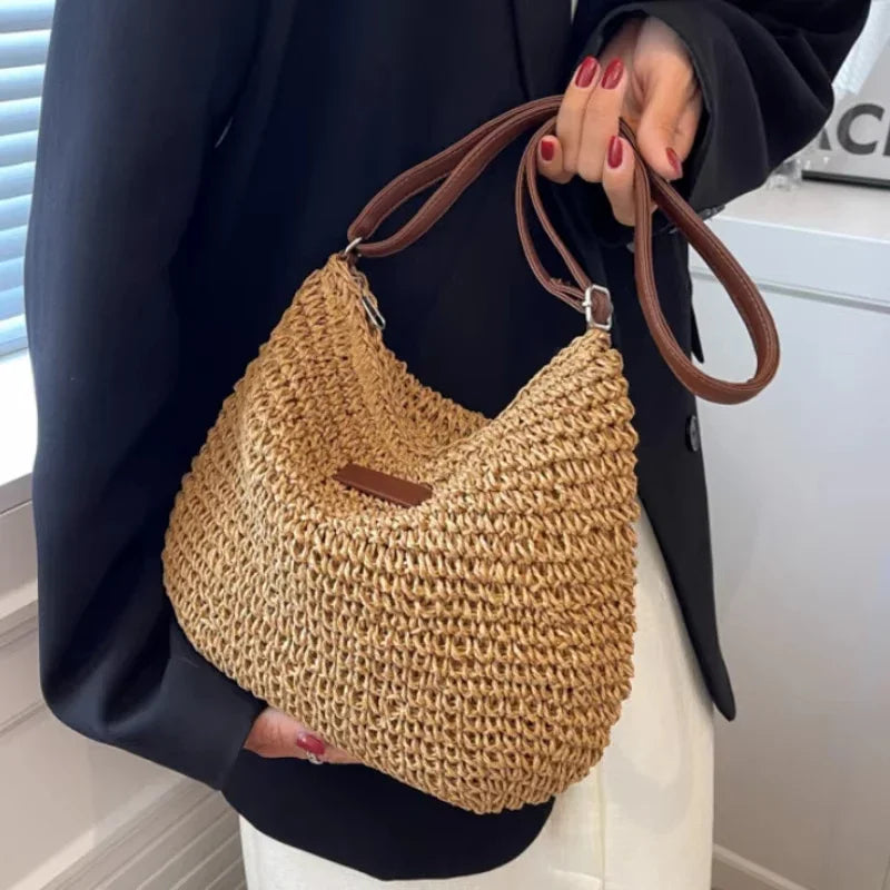 Sac en Corde de Papier Bohème – Tote & Bandoulière Fait Main, Style Plage