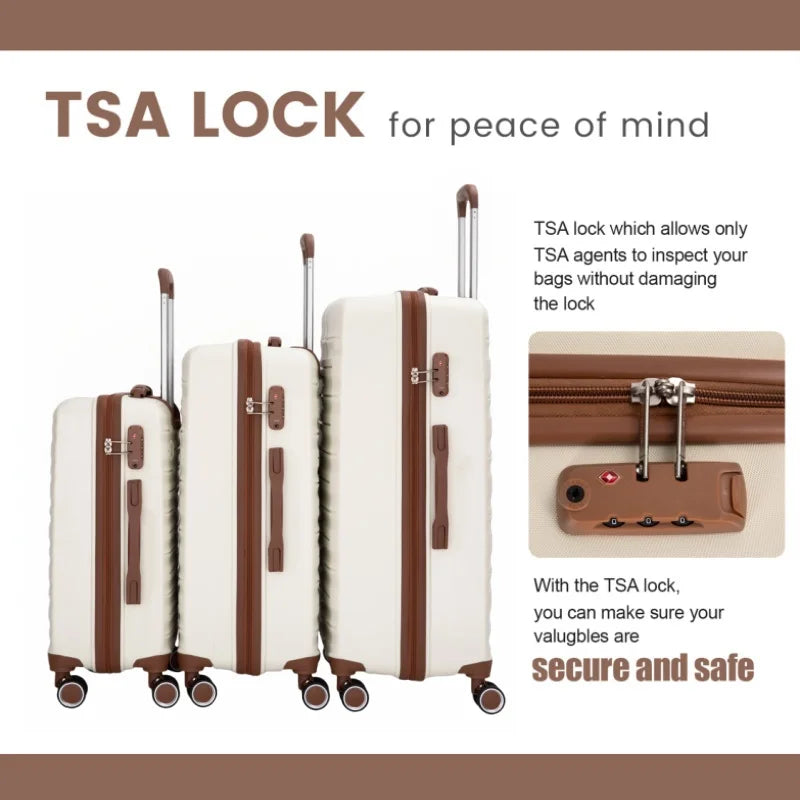 Set Valises 5 Pièces – Coque Rigide, Roues Spinner Double & Serrure TSA