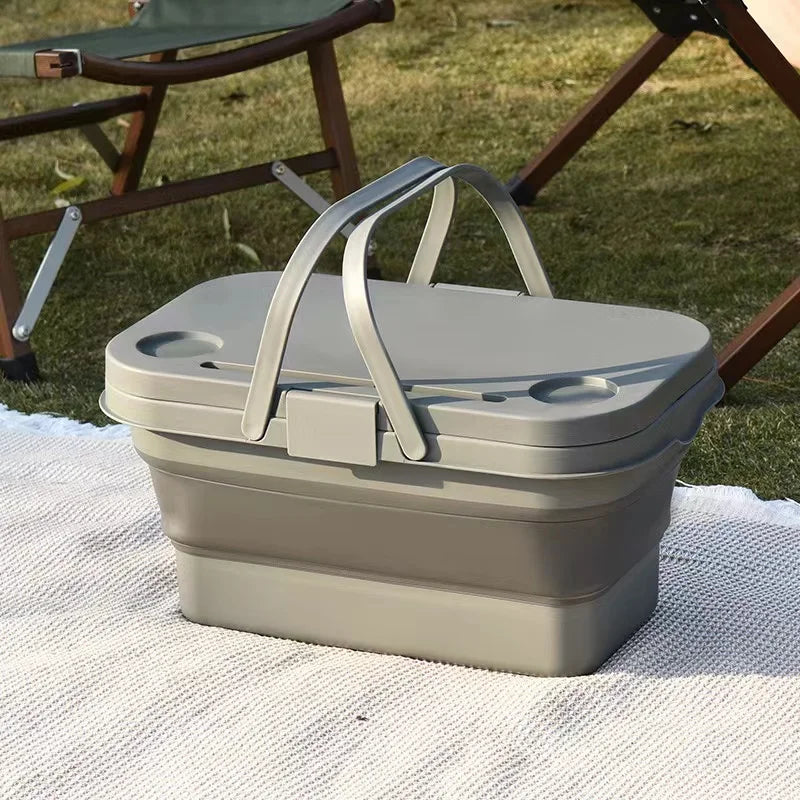 Panier Pique-Nique Pliable avec Couvercle – Grande Capacité