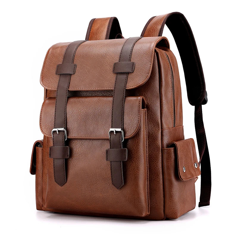 Sac à Dos Homme en Cuir PU – Grande Capacité Ordinateur, École & Voyage