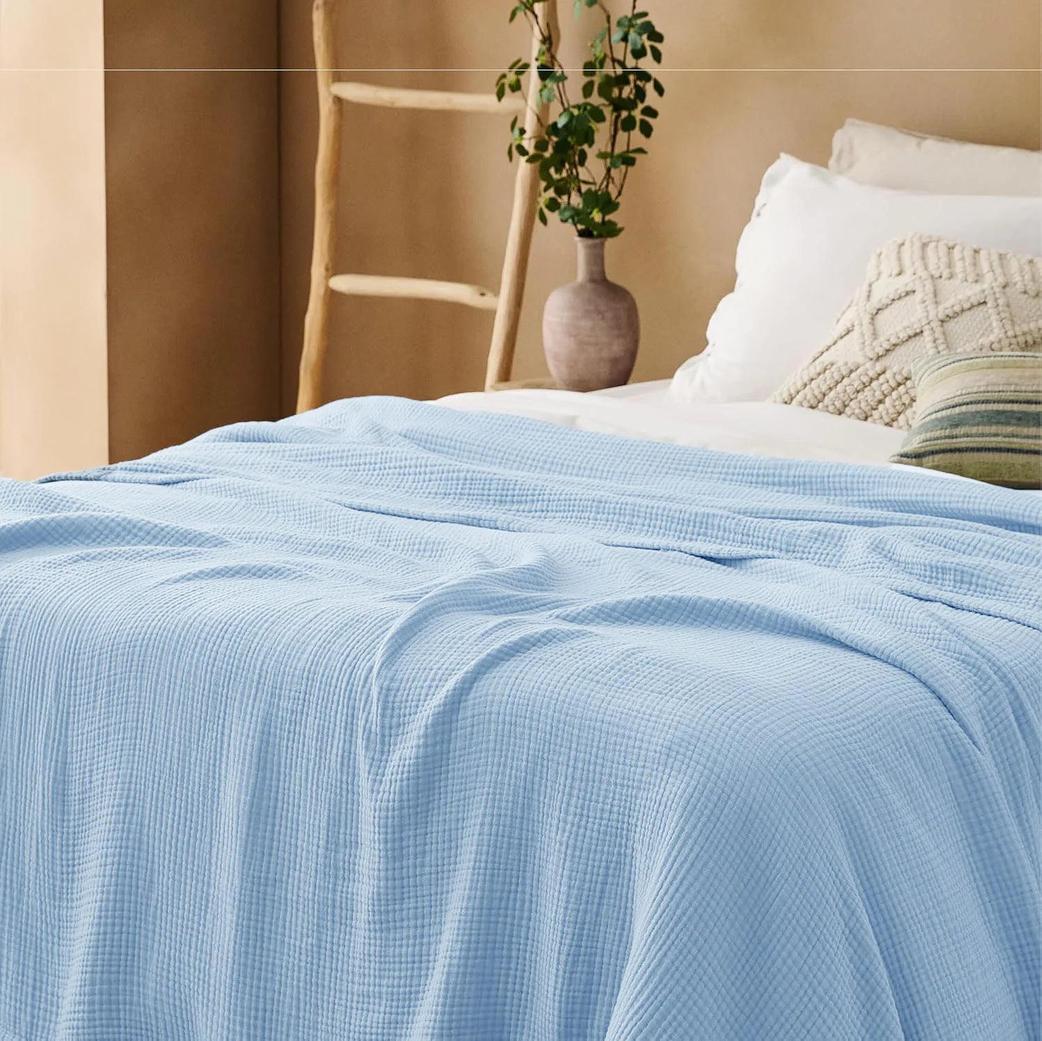 Couverture Mousseline 100% Coton 6 Couches – Lange Respirant Pliable pour Bébé & Voyage