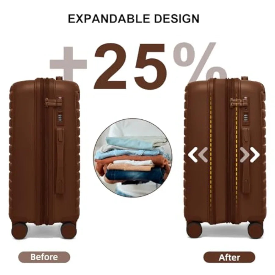 Set Valises 3 Pièces PP Extensible – Roues Spinner 360° & Serrure TSA