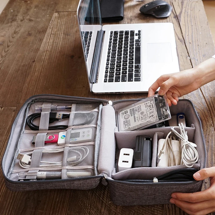 Pochette Rangement Câbles Voyage – Organisateur Électronique Portable & Imperméable USB