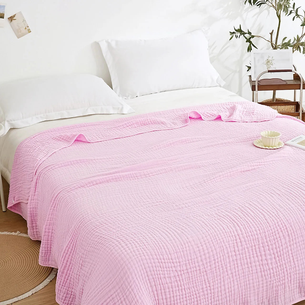 Couverture Mousseline 100% Coton 6 Couches – Lange Respirant Pliable pour Bébé & Voyage