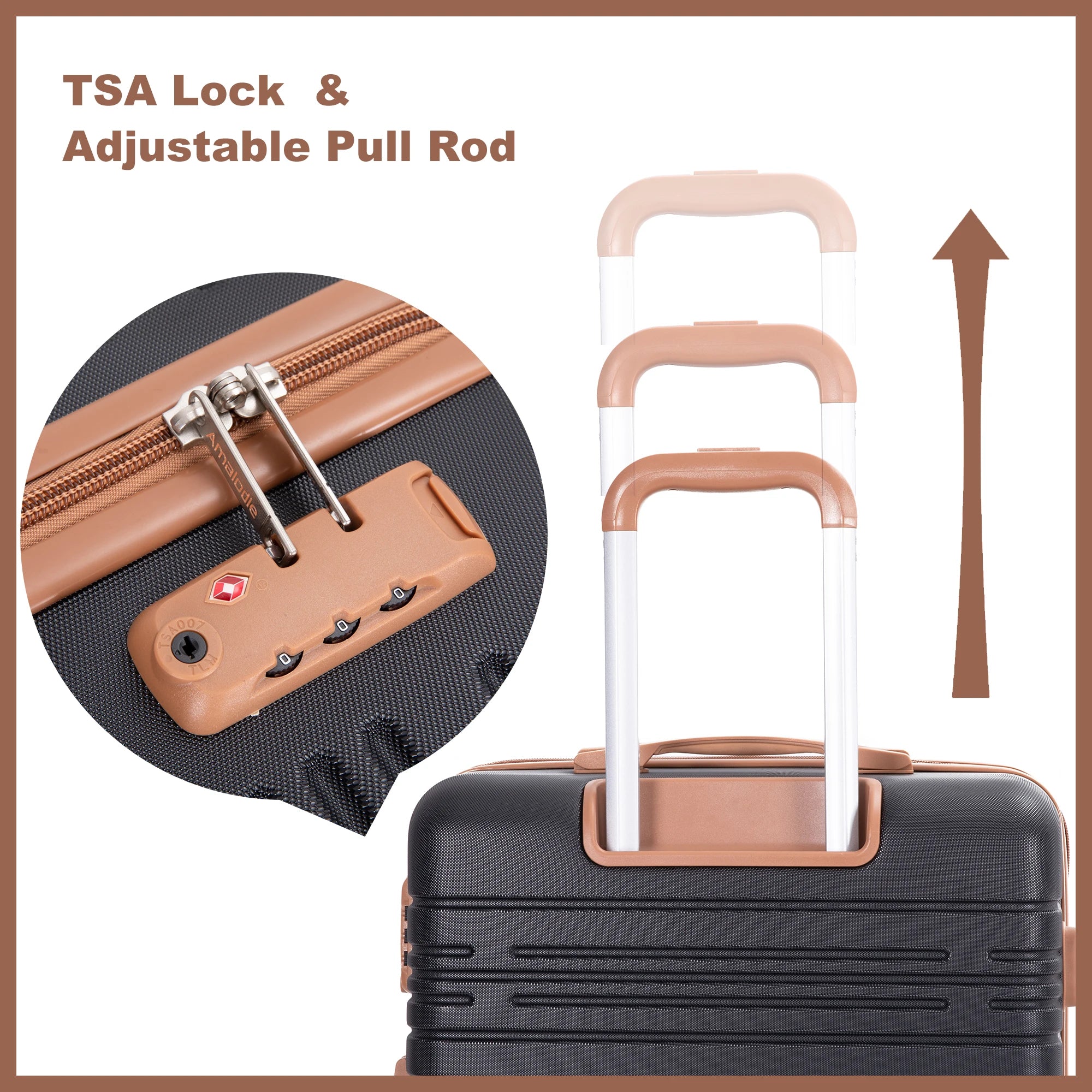 Set Valises 6 Pièces Coque Rigide – Roues Spinner Double, Serrure TSA & Sac de Voyage