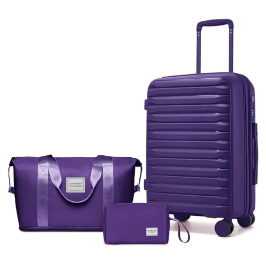 Set Valises 3 Pièces PP Extensible – Roues Spinner 360° & Serrure TSA