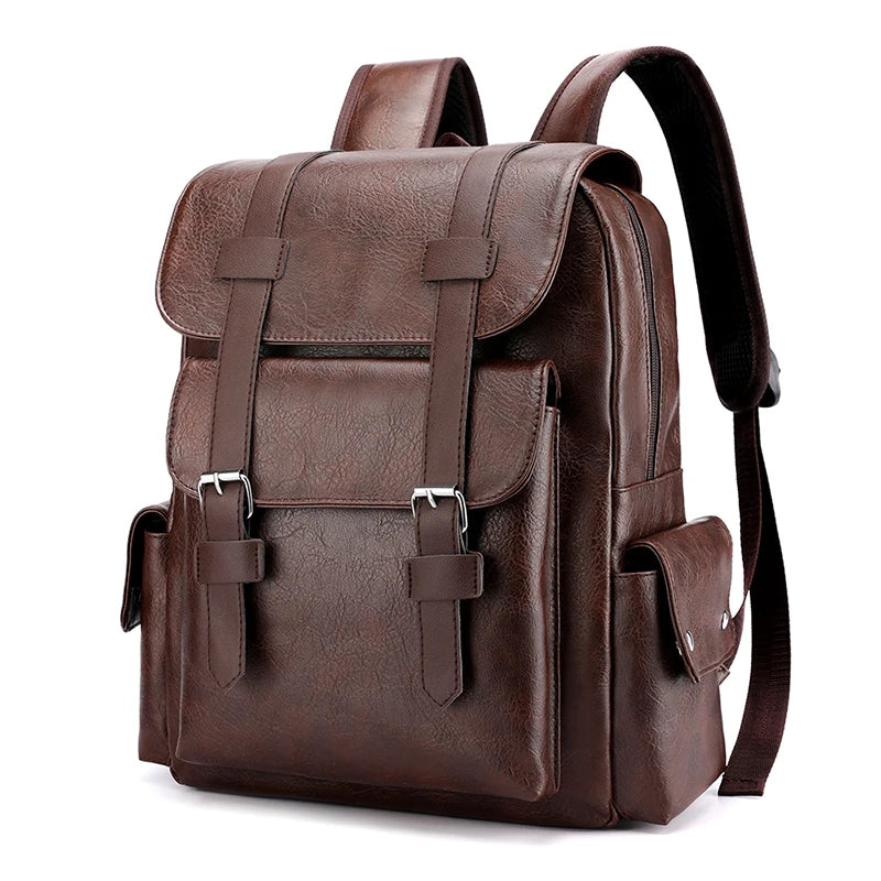 Sac à Dos Homme en Cuir PU – Grande Capacité Ordinateur, École & Voyage