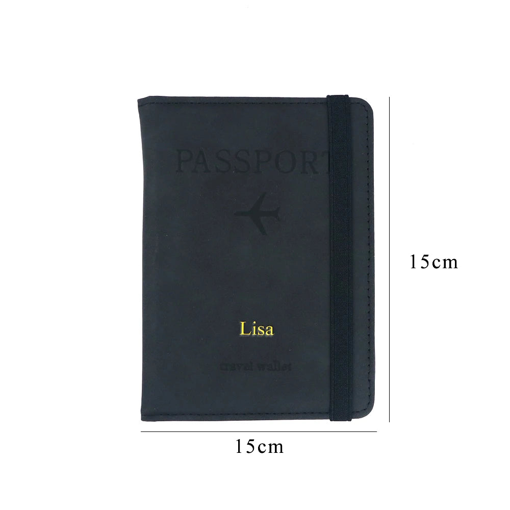Porte-Passeport Personnalisé en Cuir PU – Pochette Anti-RFID avec Porte-Cartes & Prénom