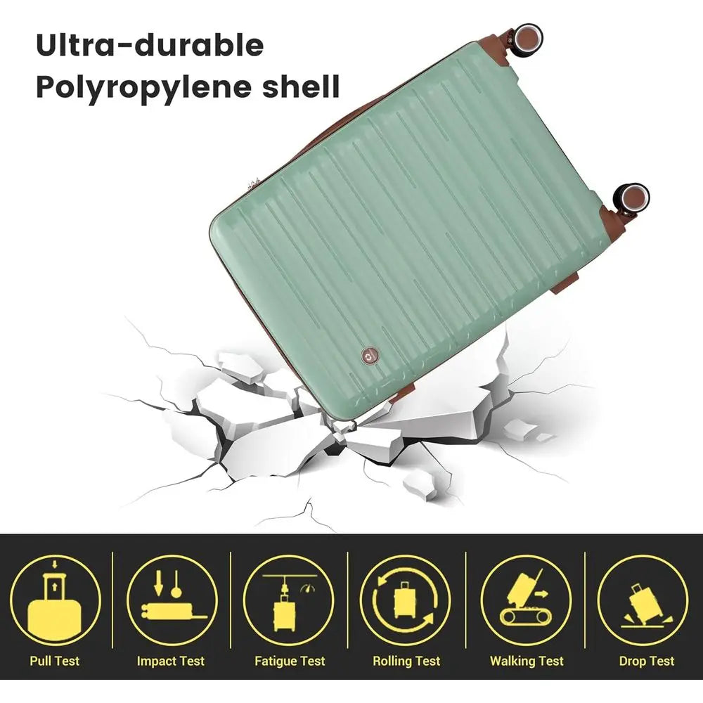Set Valises 5 Pièces Coque PP Ultra-Résistante – Roues Spinner & Sac Week-End Extensible