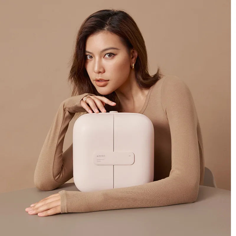 AMIRO Light Seeking Bag Mirror LED with Light Makeup Mirror Portable Sunlight Mirror Women's Handheld Makeup Bag Makeup Mirror