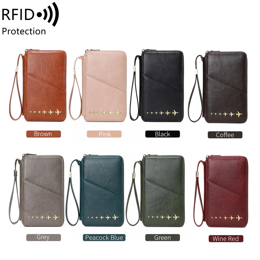 Porte-Passeport Famille Anti-RFID – Portefeuille Voyage Multifonction en Cuir PU