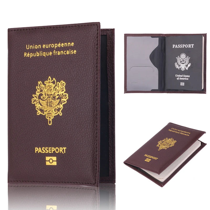 Porte-Passeport en Cuir PU avec Emplacements pour Cartes