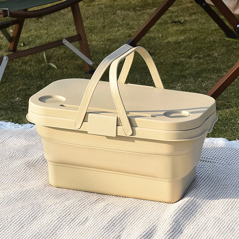 Panier Pique-Nique Pliable avec Couvercle – Grande Capacité