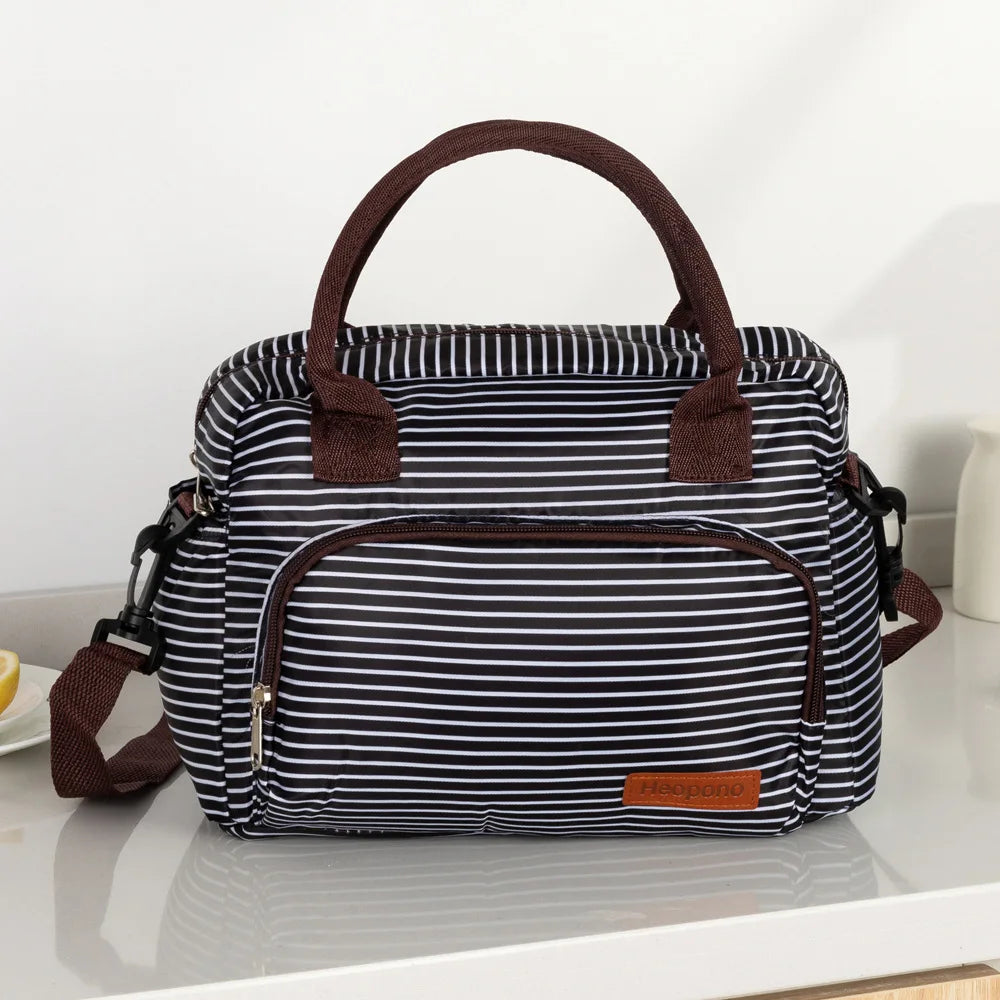 Large Capaci Women Travel Oxford Cloth Thermal Cooler Food Storage Bag Portable Cross-body Picnic Lunch Box Bag
