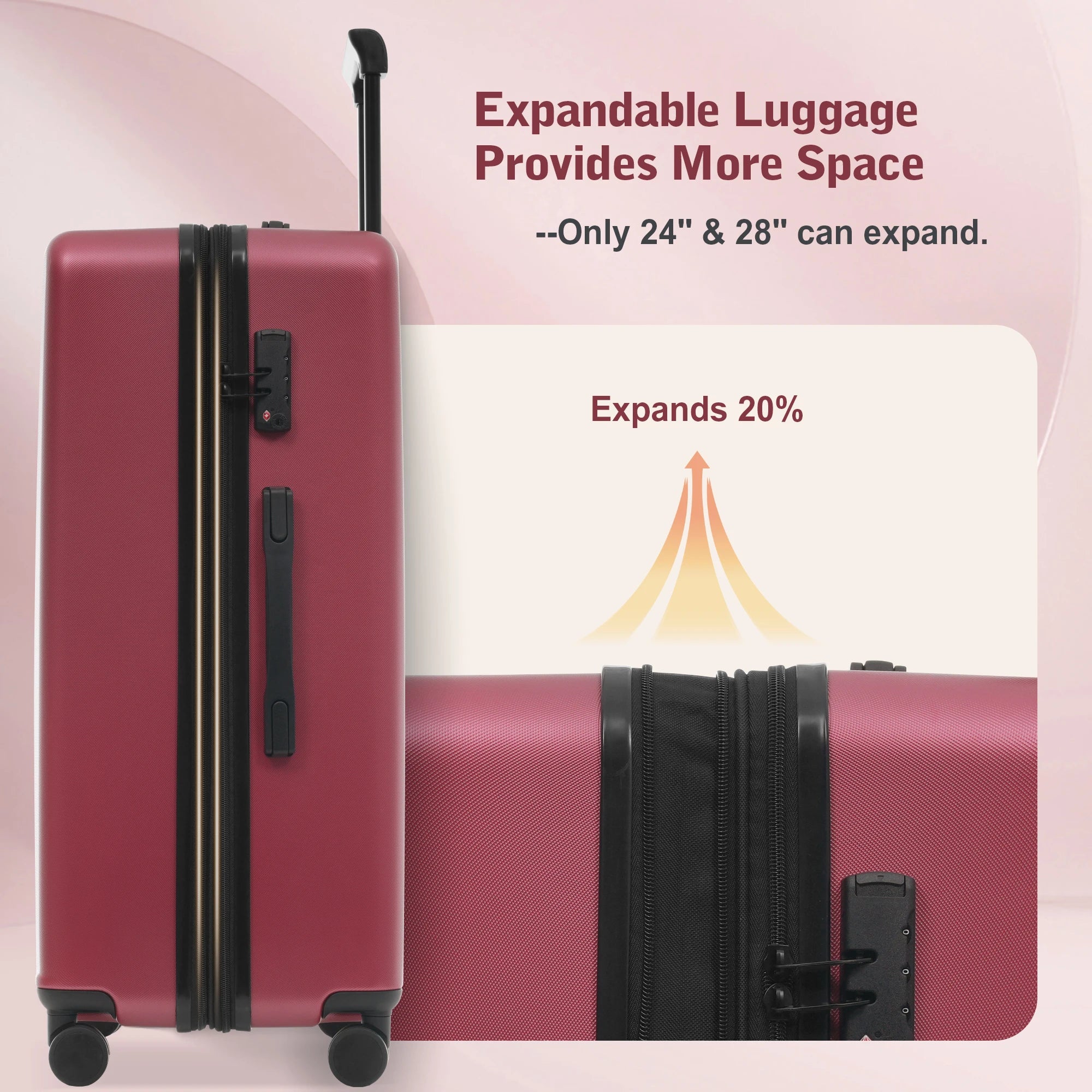 Set Valises 5 Pièces ABS – Ouverture Frontale, Port USB & Roues Spinner 360°