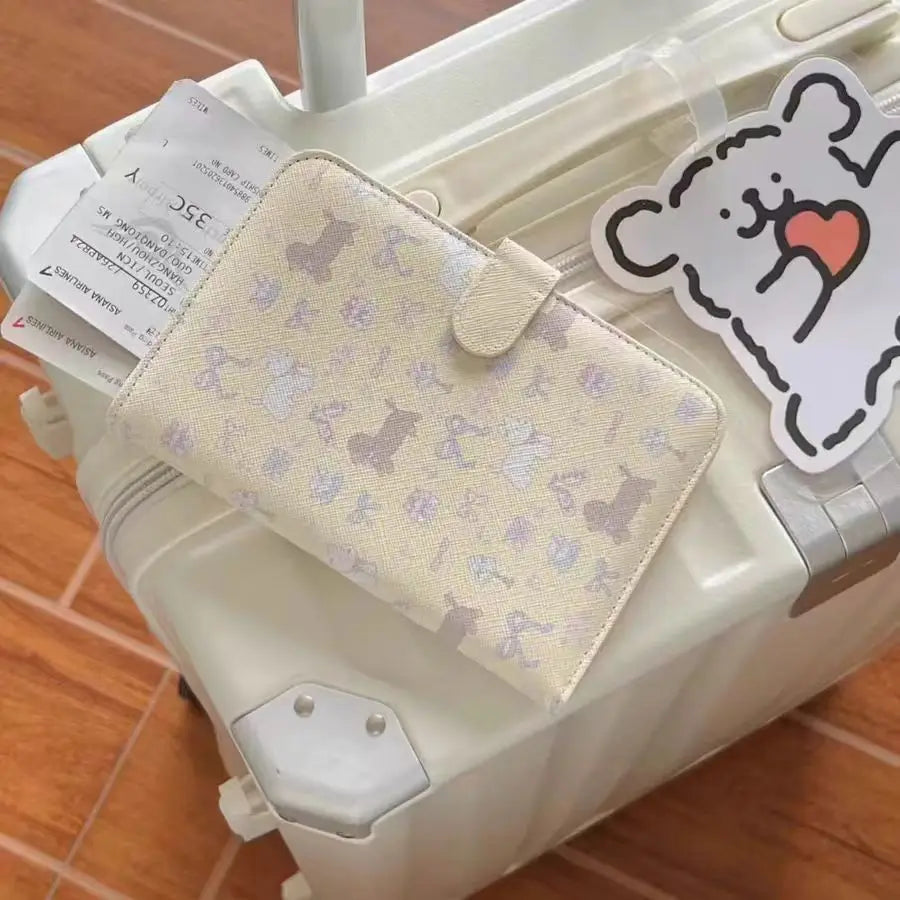 Cute Cartoon Passport Wallet Women's New Travel Portable Document Holder Card Holder with Protective Cover