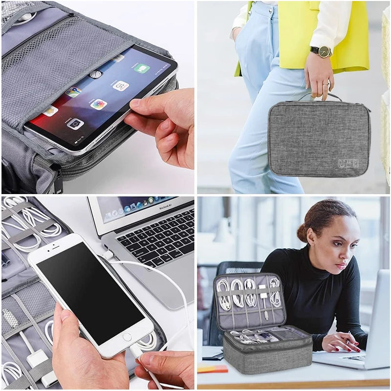 Pochette Rangement Câbles Voyage – Organisateur Électronique Portable & Imperméable USB