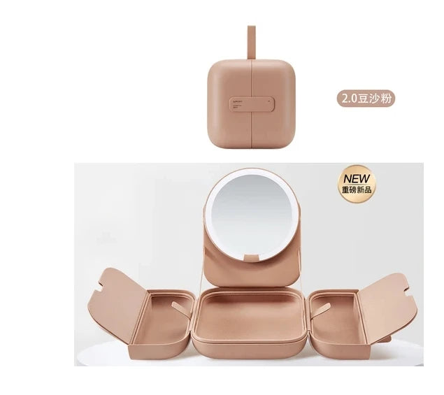 AMIRO Light Seeking Bag Mirror LED with Light Makeup Mirror Portable Sunlight Mirror Women's Handheld Makeup Bag Makeup Mirror