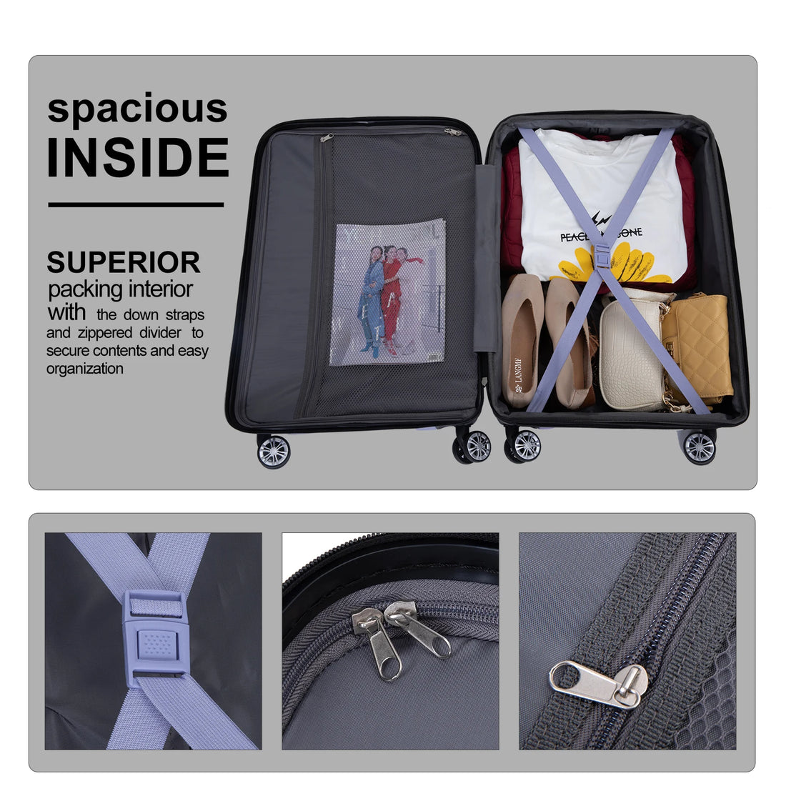 Set Valises 5 Pièces TRIPCOMP – Coque PC Rigide, Roues Spinner & Sac Sous-Siège