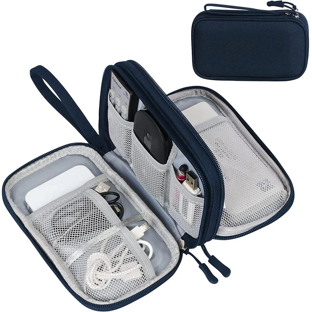 Organisateur de Voyage Électronique Double Couche – Pochette Imperméable pour Câbles & Accessoires