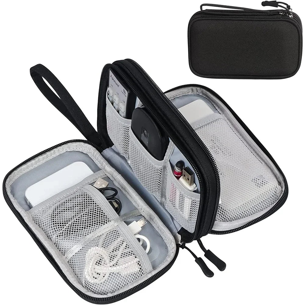 Organisateur de Voyage Électronique Double Couche – Pochette Imperméable pour Câbles & Accessoires