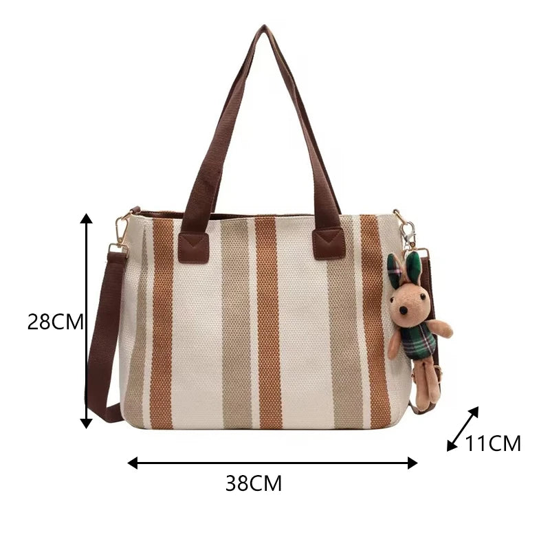 Grand Sac À Épaule Rayé – Cabas Tendance & Bandoulière Casual Grande Capacité