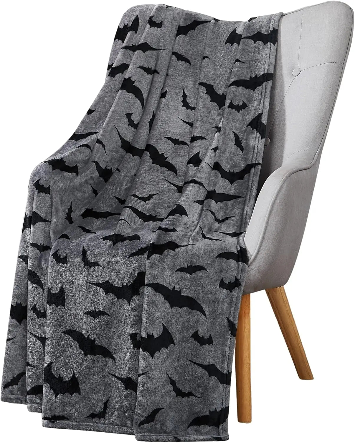 Plaid Flanelle Imprimé Chauves-Souris Noires – Couverture Douce Canapé, Bureau, Lit & Voyage