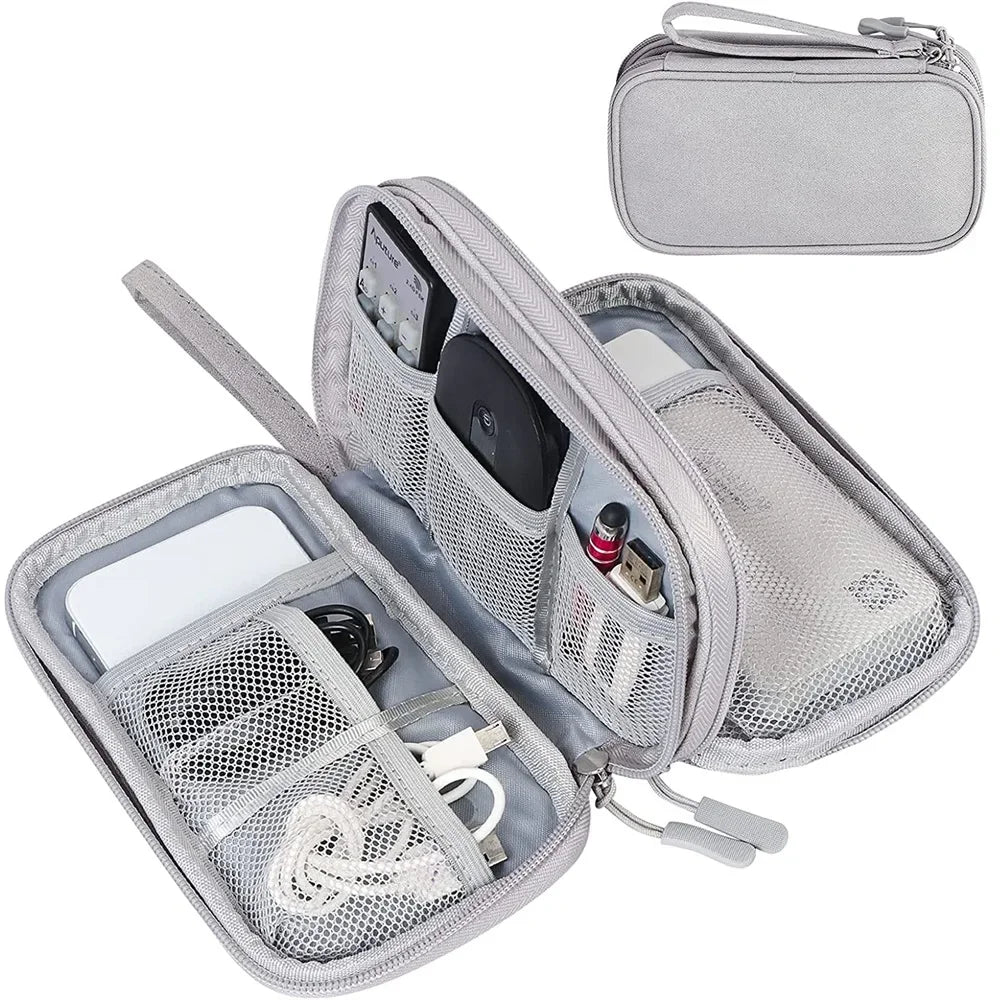 Organisateur de Voyage Électronique Double Couche – Pochette Imperméable pour Câbles & Accessoires