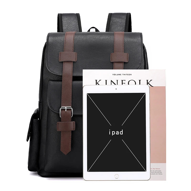 Sac à Dos Homme en Cuir PU – Grande Capacité Ordinateur, École & Voyage