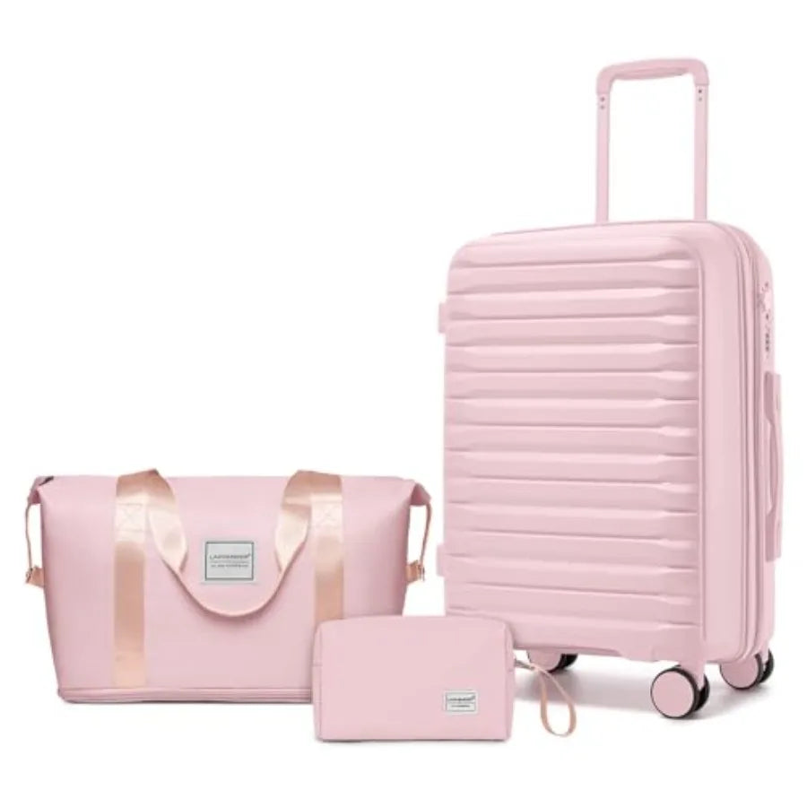 Set Valises 3 Pièces PP Extensible – Roues Spinner 360° & Serrure TSA
