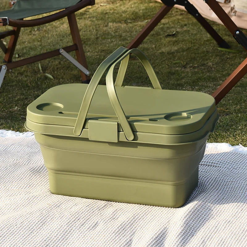 Panier Pique-Nique Pliable avec Couvercle – Grande Capacité