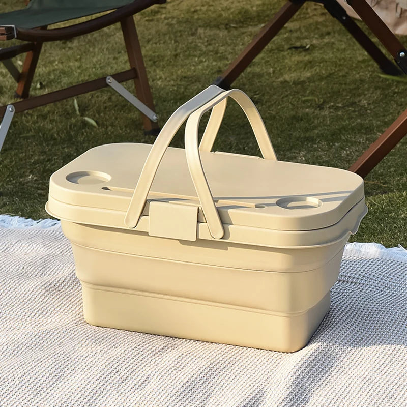 Panier Pique-Nique Pliable avec Couvercle – Grande Capacité