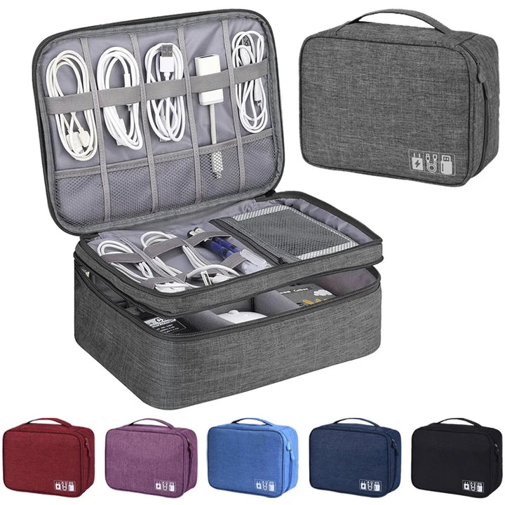 Pochette Rangement Câbles Voyage – Organisateur Électronique Portable & Imperméable USB
