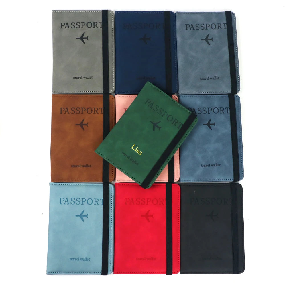 Porte-Passeport Personnalisé en Cuir PU – Pochette Anti-RFID avec Porte-Cartes & Prénom